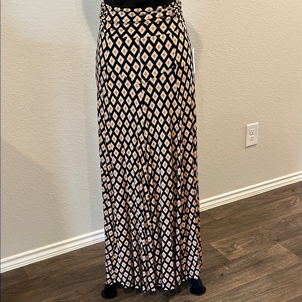 Maeve by Anthropologie Black and Orange Geometric Maxi Skirt